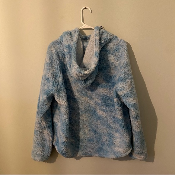 PINK Tie Dye Blue Sherpa Hoodie - Picture 2 of 3